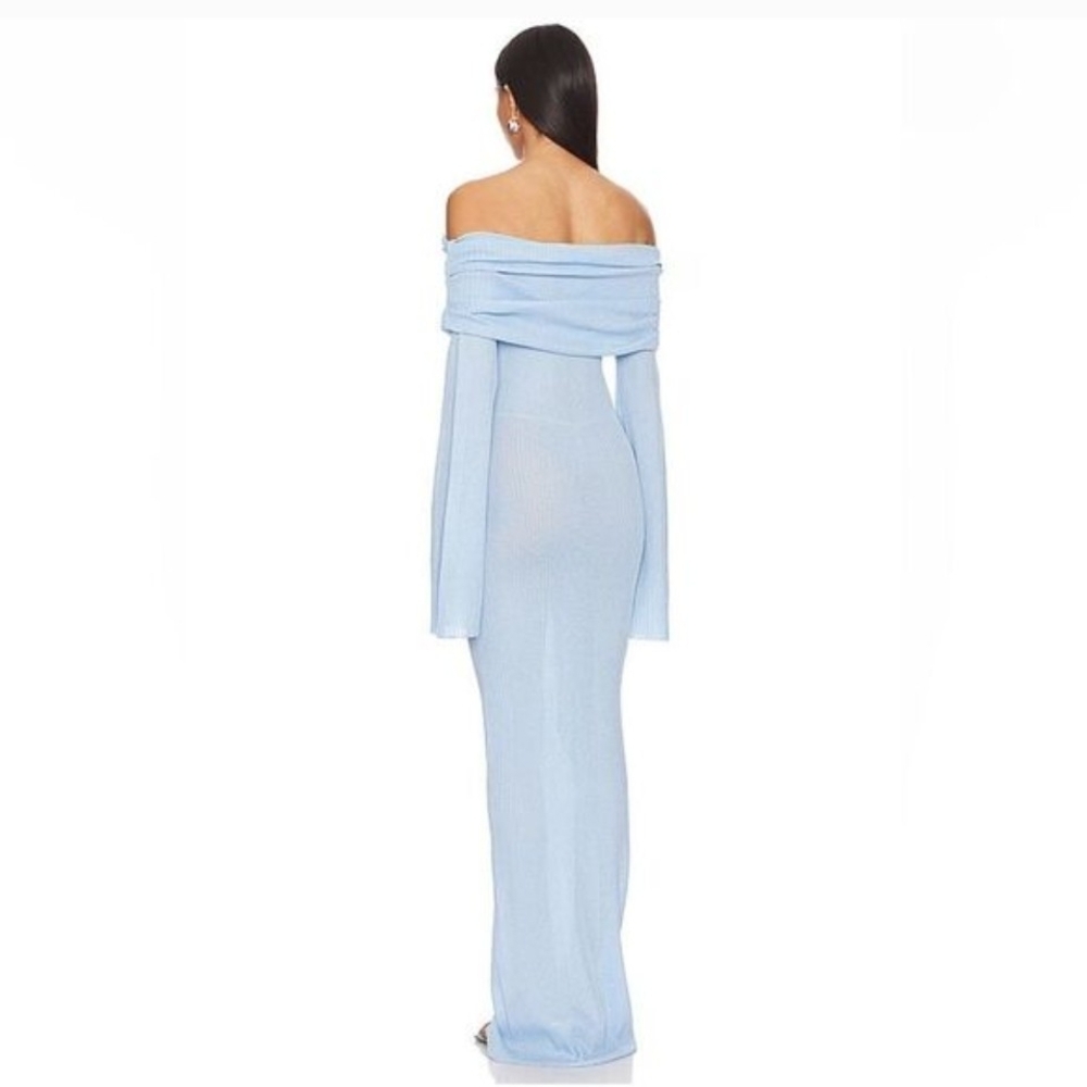 Elegant Light Blue Off-Shoulder Gown - Picture 2 of 5